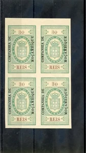 MOZAMBIQUE CO, R3**VF NH, REVENUE, IMPOSTO DO SELLO, 1892 30R GREEN, BLOCK $120 - Picture 1 of 1