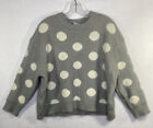 Paris To Jena Womens Gray White Polka Dot Sweatshirt Sweater Size Large Fuzzy
