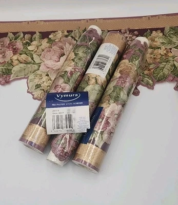 4 Vymura Prepasted Border Vinyl Wallpaper Shalimar 29-419 Flower Floral - Image 1 of 4