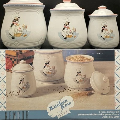 NEWCOR NOS NIB Kitchen Kow aka Cow Chef 3pc Canisters 1994 China 1qt 1.5qt & 2qt - Image 1 of 4