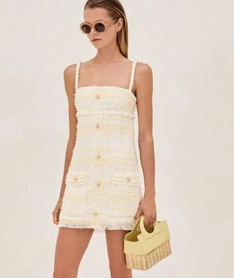 NUEVO AUTÉNTICO MINI VESTIDO ALEXIS Michel de tweed sin mangas con botones delanteros XS $600 Foto 1 de 4