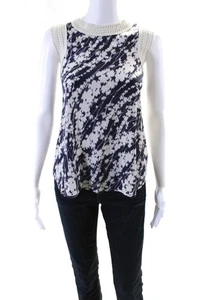 Elizabeth and James Damen Seide Chiffon Häkelbesatz Bluse Top Blau Größe M - Bild 1 von 6