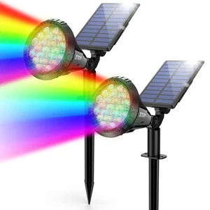 Solar Farbstrahler Außen, 21 LEDs Farbwechsel Außenleuchten, IP67... - Bild 1 von 8