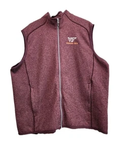 Cutter & Buck Men's XXL Maroon Virginia Tech Zip-up Vest w/ Zip Pockets - Picture 1 of 13
