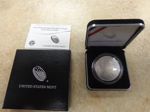 2014-P $1 Proof National Baseball Hall of Fame Silver Dollar Box, OGP & COA - Picture 1 of 4