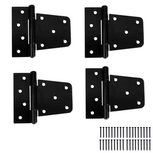 Heavy Duty Shed Door Hinges, 4 Pack - Black Square Hinges for Gate, Barn or S... - Picture 1 of 6