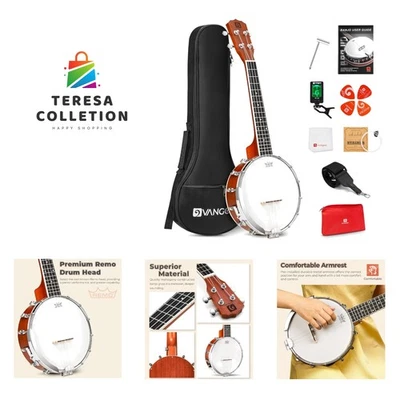 Banjolele 23 Inch with  REMO Head, Travel Mini Banjo Uke 4 String Banjo Ukule... - Image 1 of 4