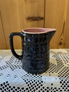 Marcrest Daisy Dot Black With Pink Interior Pitcher 6” Rare HTF - Picture 1 of 6