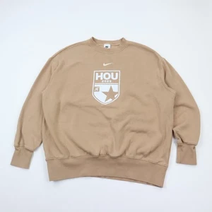 Nike Sweatshirt Mens Medium Relaxed Fit Center Swoosh Houston 2023 Logo Brown - Picture 1 of 9