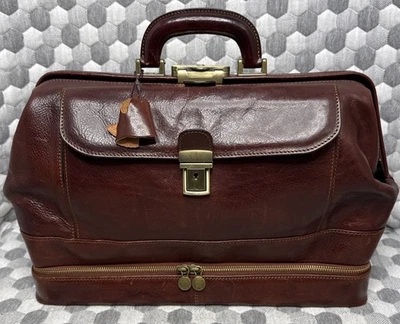 Bolso Médico de Cuero Time Resistance Marrón Hecho a Mano Hecho en Italia Foto 1 de 4