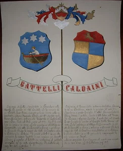 ARALDICCA-GUBBIO E MARCHE-BATTELLI-VERONA CALDAINI-DISEGNO ANNI 50'-ORIGINALE - Picture 1 of 1