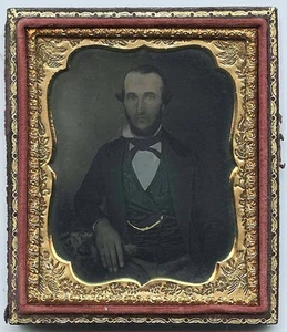 RETRATO FOTOGRÁFICO DAGUERROTIPO DE PLACA 1/6 DE UN HOMBRE - Imagen 1 de 2