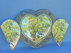 21" PUNCHED TIN MIRROR heart, Mexican hacienda style - Picture 1 of 6