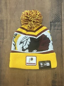 WASHINGTON REDSKINS NFL NEW ERA KNIT BEANIE 3-TONE STRIPE BIG LOGO - Picture 1 of 4