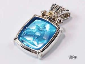 TAGLIAMONTE 925 STERLINGSILBER 14K GOLD BLAU VENEZIANISCHES GLAS HALSKETTE ANHÄNGER - Bild 1 von 9