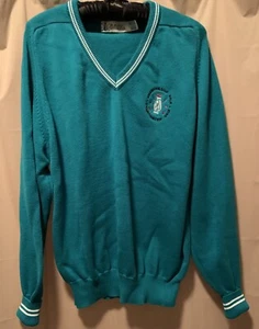Vtg Mens Players by Van Heusen Green Championship Golf V-Neck Sweater Size Large - Picture 1 of 4