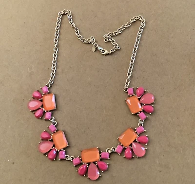 Premier Designs Garden Party Necklace Pink Orange Flowers Statement - Image 1 of 3