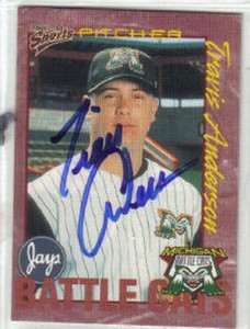 Travis Anderson auto 2000 Multi Ad Sports Michigan Battle Cats card bb #3082