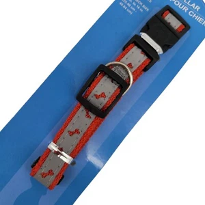 Size Small Adjustable Dog Collar Nylon Red W/ Cutout Dog Bones 10"-16" Neck - Picture 1 of 4