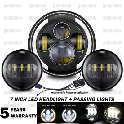 Faro LED de 7" para Yamaha Road Star Silverado XV1600 + luces antiniebla de paso de 4,5" Foto 1 de 4