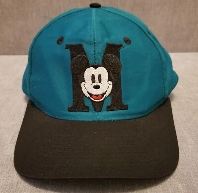 复古 90 年代华特迪士尼商店平沿帽米老鼠帽子刺绣 M 标志 — 第 1/4 张图片