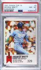 1991 Panini Top 15 Album Stickers George Brett #5 PSA 8 HOF