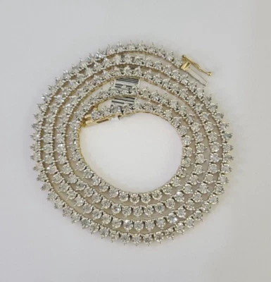 Collar de cadena de diamantes de 10k de oro amarillo para hombres y mujeres cortes de diamantes genuinos reales Foto 1 de 4