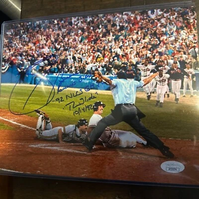 Sid Bream Signed 8X10 Inscribed  1992 NLCS Gm7 Win The Slide Auto Braves - Image 1 of 4