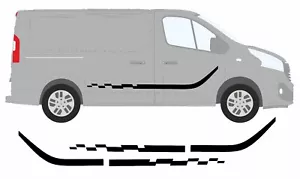 Renault Traffic / Vivaro Sport - Black edition style vinyl Side Stripes (SWB) - Picture 1 of 1