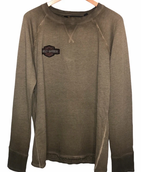 Harley-Davidson Womens Chunky Studded Raglan Pullover Sweatshirt Tan Size XL