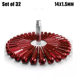 (32) RED Steel Spike Lug Nuts 14x1.5 fit Chevy 2500 3500 3/4 1 Ton Trucks 8RD3 - Picture 1 of 11