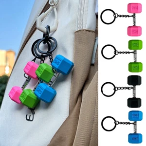 Soft Plastic Barbell Pendant Keychain Fitness Bag Charm Key Ring Holder Jewelry - Picture 1 of 21
