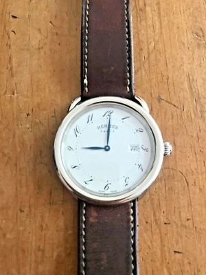 Reloj Hermes Arceau acero inoxidable con correa de piel de becerro tostada, 36mm Foto 1 de 3