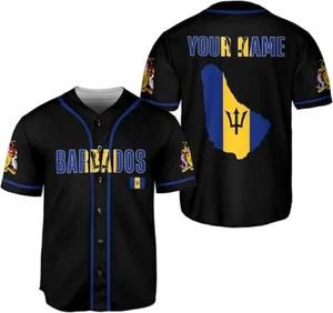 Custom Barbados Baseball Jersey Shirts Barbados Jersey for Men Women Bajan Flag - Picture 1 of 5