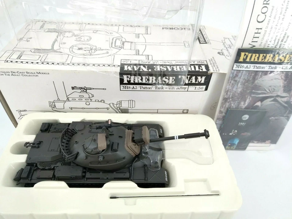 CORGI 1/50 US50304, FIREBASE 'NAM M48-A3 "PATTON" TANK, US ARMY - Immagine 1 di 2