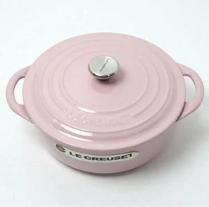 Beauty LE CREUSET Cocotte Bis Chiffon Pink 20cm Good Condition From Japan - Picture 1 of 16