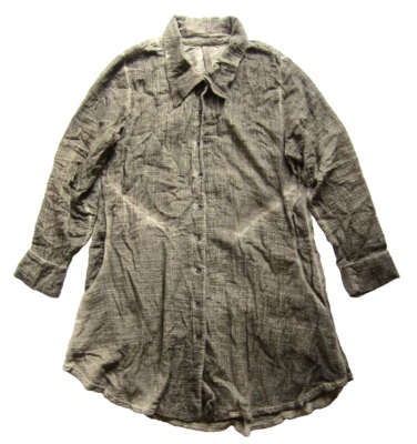 Vestido Camisa Cynthia Ashby 100% Algodón Gasa Marrón Bolsillo Abotonado Mediano Foto 1 de 4