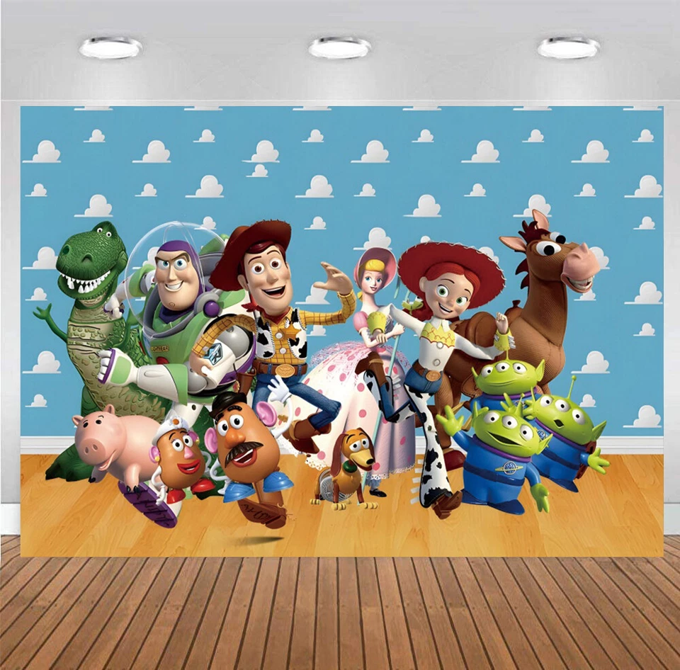 Toy Story Backdrop Happy Birthday Party Decorations Sky Clouds Photo Background - image 1 of 4