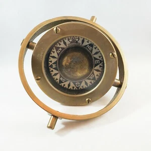 Antique Brass Ship Compass Made in Japan 3.75" for Boats Nautical Gimbal - Picture 1 of 12