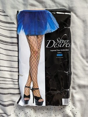Blue Tutu Underskirt 30cm Long One Size Halloween Costume Fancy Dress Layered - Image 1 of 4