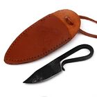 Hand Forged Medieval Outdoor Pocket Neck Knife with Brown Sheath