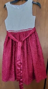 AMERICAN PRINCESS DESIGNER DRESSY SLEEVELESS BURGUNDY/IVORY DRESS SIZE 10 - Picture 1 of 3