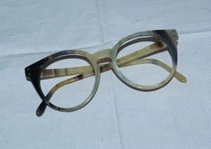 Eyeglasses Frames | *Vintage* Round Lens Horn Rim Brown Tan Glasses - Picture 1 of 6