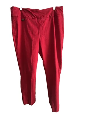 Peck And Peck Petite Size 12P Ankle Pants Stretch Pull On Red Rayon Blend - Image 1 of 4