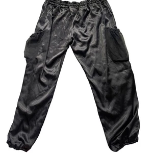 Jody Dove Y2K Silk Cargo Pants Drawstring Large Luxury Utility Lounge Sheer - Picture 1 of 11
