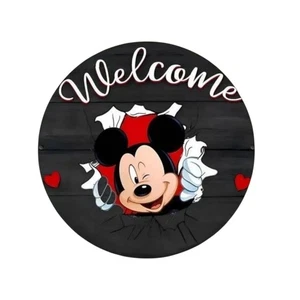 Disney Topolino Metallo 2DFlat Insegna di Benvenuto Circolare Decorazione Parete Interno Esterno - Foto 1 di 14
