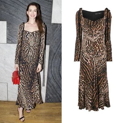 PROENZA SCHOULER Leopard Print Cinched Midi Dress Size 6 - Image 1 of 4