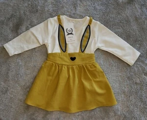 Gelbes Langarm Häschen Kleid Ohr Design für 0-4 Monate Kleinkind - Bild 1 von 5