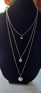 Multi Layer Silver Plated Chain W/love Charm& Howlite Stones - Picture 1 of 10