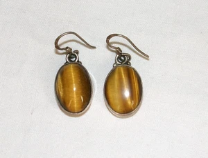 Beautiful Pair of Dangling Silver 925 Earrings with Tigers Eye Stones - Picture 1 of 3